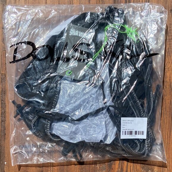 NWT Darker Wavs x Dolls Kill Black Washed Strappy Cutout Detail Bodysuit - Picture 6 of 10